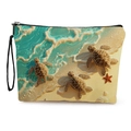 Trousse à maquillage imprimé tortue marine avec fermeture éclair et dragonne - Style Tortues de Mer Nageant en Haute Mer (款式2)