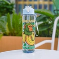 Gourde bleue transparente avec motif chimpanzé de dessin animé et sangle de transport - 700ml / Nouveau-Bleu Transparent