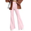 Women's high waist pink flare pants with slim fit and elegant wide leg design - XS / Bottoms / Light Pink