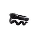 Gothic punk black snake-shaped open ring with intricate scale textures in metal alloy - Adjustable Open / Style 23 (All Black Texture Snake)