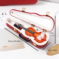 Red violin musical box with rotating ballerina and mirror, dimensions 25x13x9.8cm - Violin Case Music Box - Red