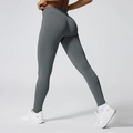 Leggings de yoga gris foncé à taille haute sans couture avec effet push-up fessier sexy - Gris foncé