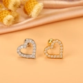 Details zu Herz-Ohrsteckern in Gold und Silber mit Zirkonia und Schraubverschluss - 7# (Herz)