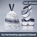 Set da 300 sacchi della spazzatura bianchi spessi con coulisse e decorazioni floreali - Bianco Floreale / 3 Rotoli 300 pezzi (Coulisse senza strappo 45*50cm)