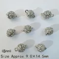 8mm silver magnetic clasp with white rhinestones for DIY jewelry making and bracelets - 8mm Rhinestone Sphere / White Gold