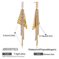18K goud vergulde roestvrijstalen kwastjes oorbellen met witte zirkoon kristal - Strass Kwastje Stijl (JDE0307015)