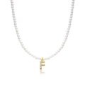 F-letter pearl necklace with gold-plated crystal pendant and elegant jewelry luster - Letter F