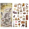 Vintage retro stationery sticker pack with antique clocks and furniture designs - Antique Items