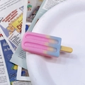 Detail of pink and blue gradient popsicle hair clip on a white ceramic plate - Blue-Rose Pink Gradient Popsicle Hair Clip