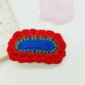 Handmade red blue and green knitted yarn hair clip patch for DIY accessories - 6# Color Block Oval Red