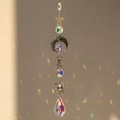 Detailed celestial suncatcher featuring star, moon, and planet with rainbow light refraction - Style 6 (43cm, 31g)