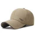 Khaki business casual baseball cap with FASHION NIJIA side printing in 45-degree view - Beige