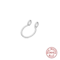 Macro detail of S925 sterling silver seamless nose ring with authentic certification seal - Platinum (#5 Minimalist Open Ring)