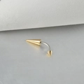 Curved stainless steel barbell piercing in gold and silver finish with spiked cone ends - Double Cone Curved Barbell-8mm / Gold