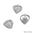 Y2K silver heart charm with pearl and wire detail for DIY jewelry, size 18x17mm - AB Color Heart Silver Cream Stone