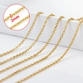 Golden 2mm stainless steel O-chain necklace displayed on a professional white stand - 45+5cm / Gold
