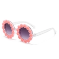Ronde kinderzonnebril met roze madeliefjes frame en paars verloop glazen - Roze Madelief (Kinderen)