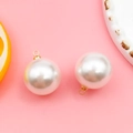 White drop pearl pendant with gold metal cap and loop for DIY jewelry making accessories - 18mm KC Gold Round