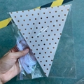 White party bunting banner with gold dots and matching ribbon for festive decoration - Rose Gold Dots Bunting Banner