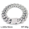 Silver iced out Cuban link bracelet 220x18mm with rhinestones and buckle closure - 18mm (KB170717-MZOZ)