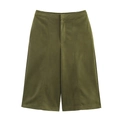Pantaloncini larghi verde militare in finto scamosciato con cuciture decorative - XS / Pantaloni e gonne / Pantaloncini