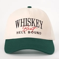 Vintage beige and dark green baseball cap with Whiskey Bent Hell Bound embroidery - Adjustable / Cream/Dark Green