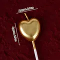 Vela de cumpleaños corazón dorado con palo de plástico, tamaño aprox. 2,6 cm por 2,7 cm - Vela Corazón - Dorado