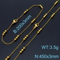 Golden titanium steel beaded necklace and bracelet set in elegant minimalist design - Gold Necklace Bracelet Set (KS197777-Z)