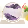 Purple moving sand art liquid motion decor with round glass frame and white base - 12 Inch White Frame Stand Purple