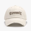 Berretto beige effetto consumato con ricamo Chromatic 3D e dettagli vintage strappati - Regolabile / Bianco Sporco