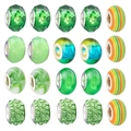 Macro detail of 20 green series faceted glass beads with silver metal cores for DIY jewelry - 20Pcs Green Color Beads