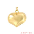 Polished 3D gold heart pendant dimensions shown as 30mm width and 32mm length - Large Gold Heart