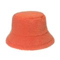 Gorro bucket de lana de cordero naranja brillante para invierno con forro polar - 56cm-58cm / Naranja