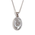 Silver stainless steel oval tarot necklace with white shell wheel pendant - Oval Tarot - Wheel of Fortune / Steel