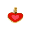 18K gold plated stainless steel heart pendant with red and pink enamel finish - Red & Pink (Gold-4)