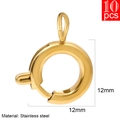 Set of 10 golden 12mm stainless steel spring ring clasps for jewelry making - 12mm (10 Pieces/Pack) / Gold