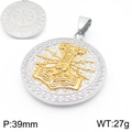 Two-tone Viking Vegvísir and Mjölnir pendant, 39mm stainless steel Norse jewelry - Gold & Silver Two-tone Mjolnir Pendant (KP116055-MZOZ) / Pendant Only