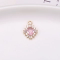 Colgante girasol chapado en oro con piedra preciosa rosa ovalada y circonitas brillantes - Rosa