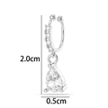 Clip d'oreille argenté avec pendentif goutte en zircone de 2,0 cm de longueur - Goutte d'eau (2624-11#) / Argent