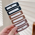 Set of 5 rectangular matte hair clips in earth tones on a professional display card - 3# Black & Coffee Set - 6Pcs