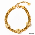 Bracciale a serpente in acciaio dorato con dischi a numeri romani e zirconi lucidi - Oro Bianco Zirconia (SAK835)