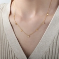 Minimalist 18K gold plated titanium necklace with multiple triangle zircon pendants - 40+5cm / Gold