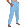 Sky blue jogger pants with elastic drawstring waist and ribbed cuffs in a casual style - Light Blue