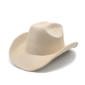 Klassischer beige Wildleder Western Cowboyhut mit breiter Krempe und Oberkante Design - M (56-59cm) / Beige (Wildleder)