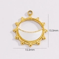 Detail of 15.5mm shell inlay titanium steel gold pendant for DIY jewelry making - Round Crescent with Beaded Edge