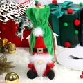 Funda para botella de vino de gnomo navideño en terciopelo verde con cordón de regalo - Bolsa de Botella de Vino de Gnomo sin Rostro