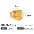 Detaillierte Größenangaben für gewellten, 18K vergoldeten Edelstahlring mit offenem Design - Einstellbar Offen / Goldener Stil (NB-R24177)
