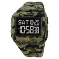 Classic square digital sports watch for men with green camouflage strap and 50M waterproof - Army Green Camo