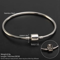 20cm stainless steel silver bangle with a polished cylinder push clasp for DIY jewelry - Cylindrical Clasp Bangle