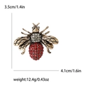 Vintage bronze bee brooch with red and white crystals, 4.1cm width size variant - Red